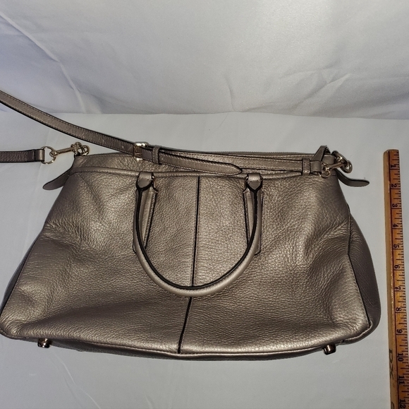 COACH MORGAN SATCHEL IN PEBBLE LEATHER METALLIC SILVER - Picture 8 of 9